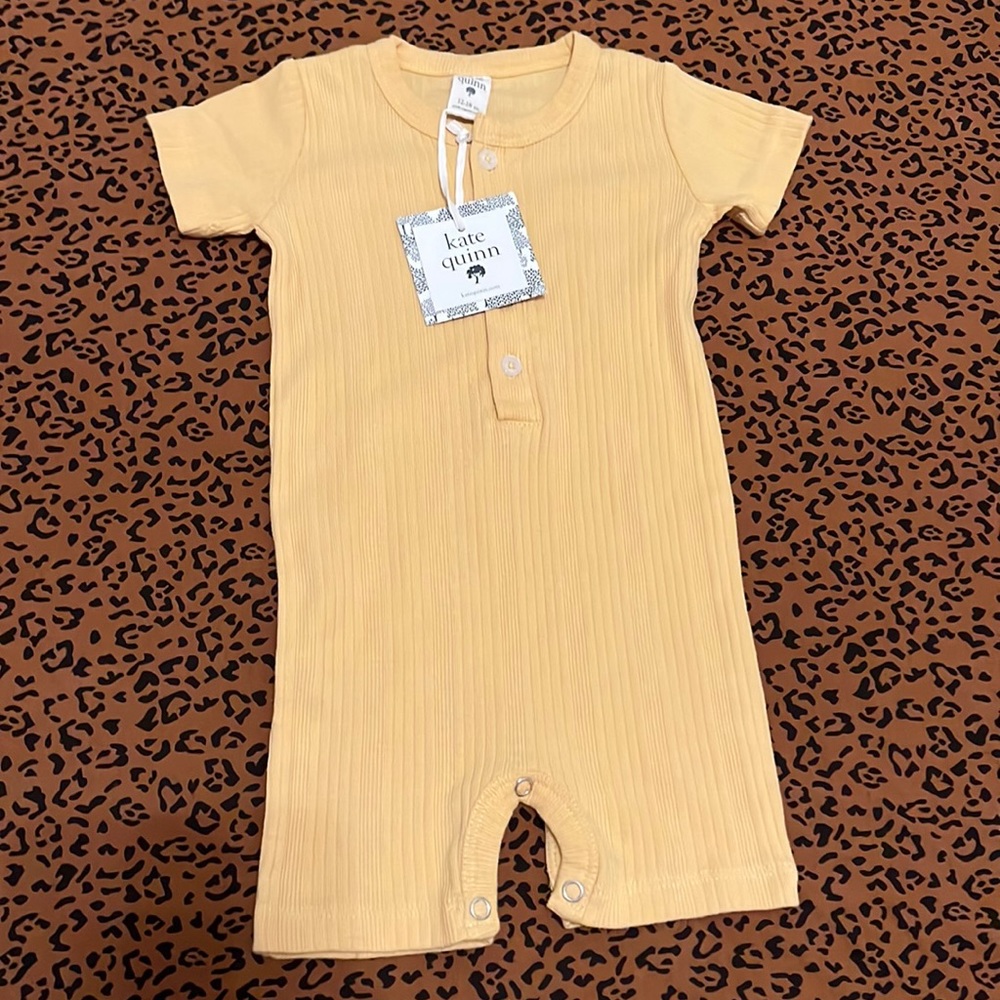 Kate Quinn NWT 12-18 Yellow Jojoba Cotton Shortie Union Suit